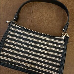 Kate Spade Black and Cream Shoulder Bag with Stripes